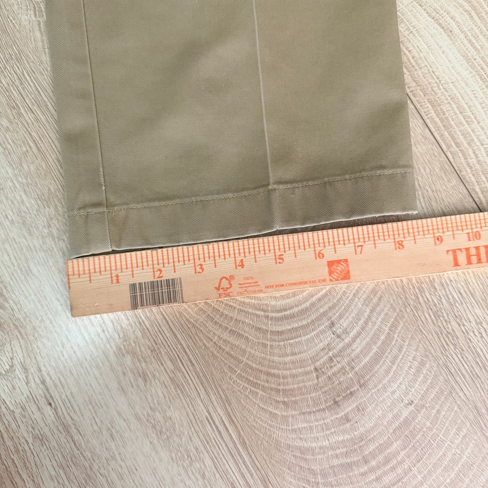 LL Bean Pleated Chino Pants Mens 38x34 Khaki Tan Front Classic Fit Cotton - Picture 8 of 8